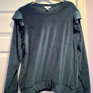 LC Lauren Conrad Teal Ruffle Sweatshirt